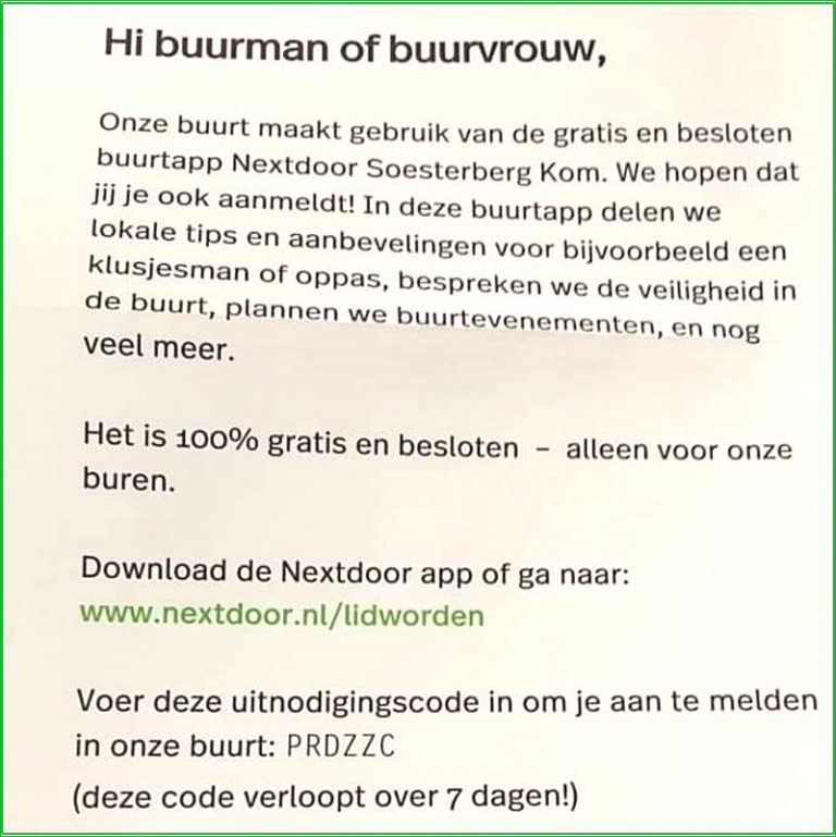 Een brief van je buren?