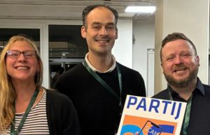 POS presenteert top 6 kandidatenlijst gemeenteraadsverkiezingen De top drie van POS; Gerben Stormbroek, Thom Schotman en Marielle Bruil