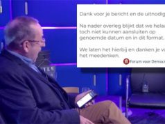 Een lege stoel tijdens interview Forum voor Democratie Een legen stoel tijdens interview Forum voor Democratie